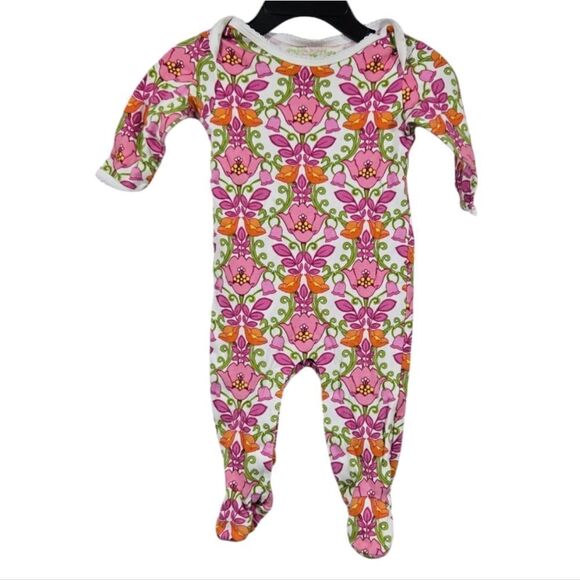 Vera Bradley Baby Footed Coverall Lilli Bell Pink Green Floral Pajama Onesie - Picture 10 of 10
